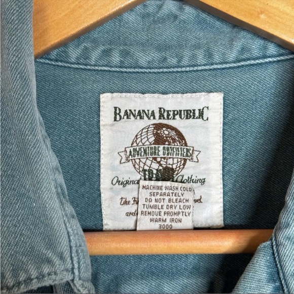Vintage Banana Republic Shirt Mens Medium Green Adventure Outfitter Miss Buttons - Picture 6 of 13
